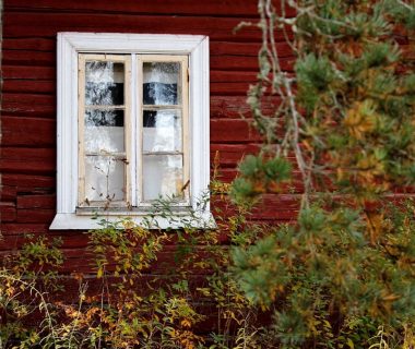 white wooden framed glass window