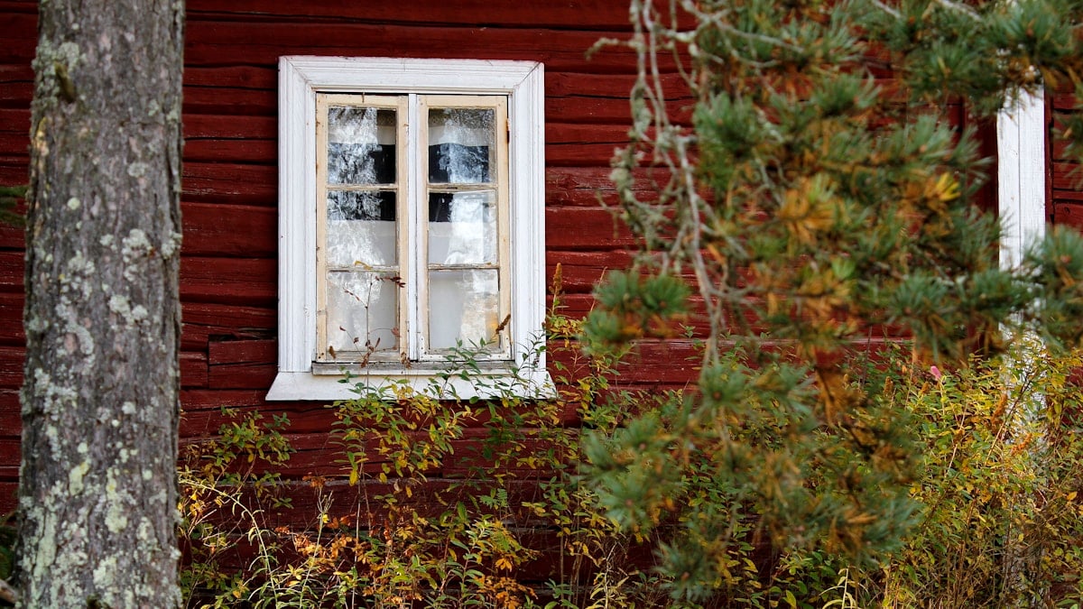 white wooden framed glass window